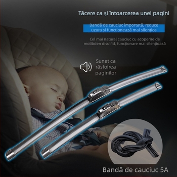 Ștergător fără ramă, cu interfață universală în formă de U, pentru mașini electrice și camioane; ștergere pe o parte