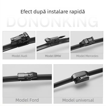 Model D-09, Ștergător universal fără ramă, set de 100 bucăți cu suport de afișare și cleme de înlocuire, cauciuc