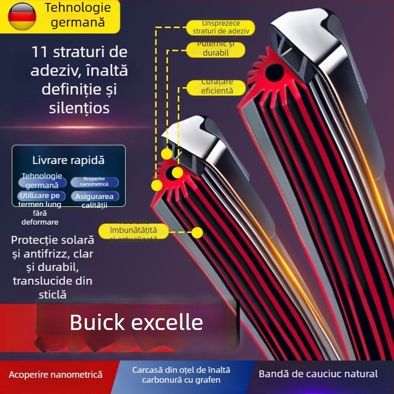 Lamă de ștergător fără ramă pentru Buick Excelle GT14/15/16/17, bandă de cauciuc în 11 straturi, cu utilizare dublă