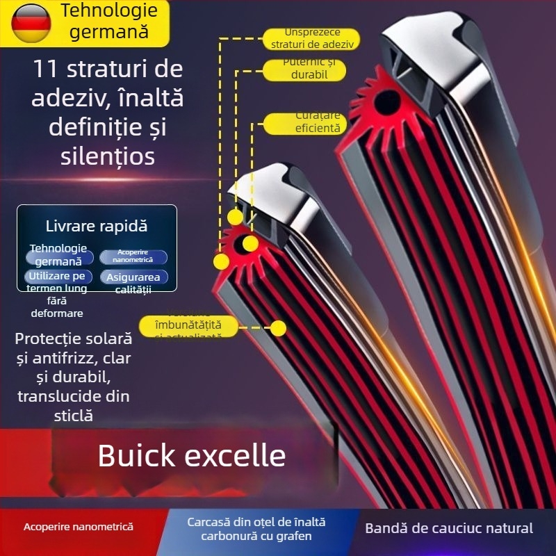 Lamă de ștergător fără ramă pentru Buick Excelle GT14/15/16/17, bandă de cauciuc în 11 straturi, cu utilizare dublă