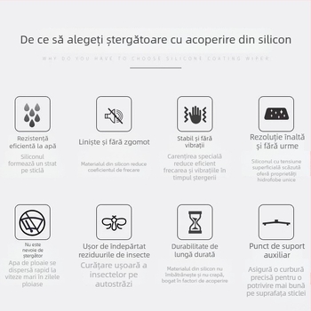 Bandă de ștergător cu acoperire din silicon, fără ramă — Piesă de schimb TTD, Ansamblu braț 650, Unghi de ștergere 180°, Modele generale