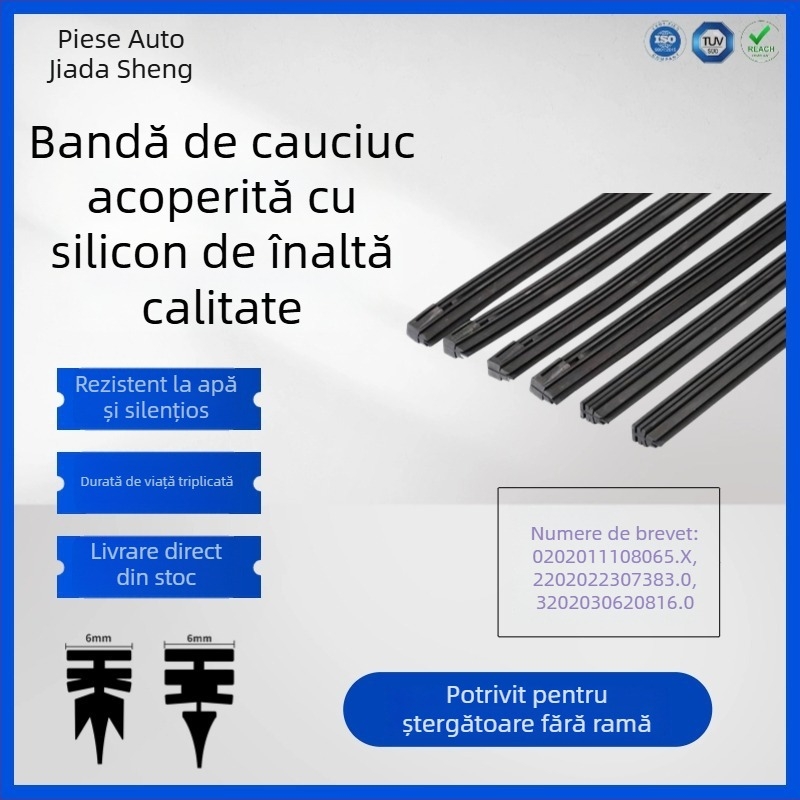 Bandă de ștergător cu acoperire din silicon, fără ramă — Piesă de schimb TTD, Ansamblu braț 650, Unghi de ștergere 180°, Modele generale