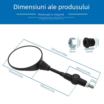 Oglindă retrovizoare KTM pentru motociclete – pliabilă, oglindă sferică, carcasă din ABS, oglindă din sticlă, filet universal 10 mm