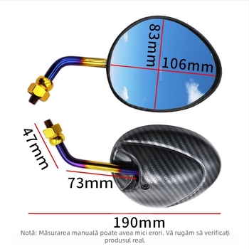 Oglindă retrovizoare modificată pentru scuter electric – Modelul 3212; oglindă plană; 5-150V; ABS