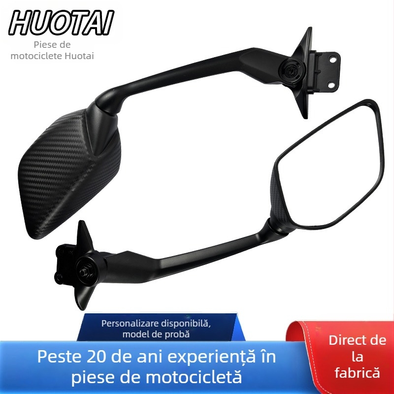 Oglindă retrovizoare pentru Yamaha T-Max530 — Textură carbon, Unghi larg, Carcasă din aliaj de aluminiu, Model F6031/H3240