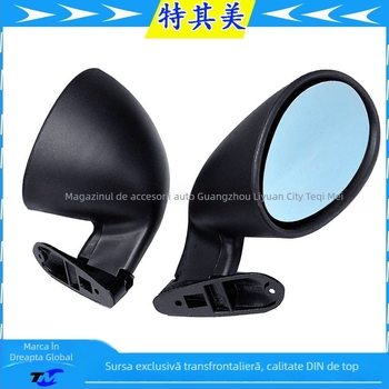 Oglindă retrovizoare universală pentru mașină cu curbă dublă, model AA, oglindă cromată, carcasă ABS