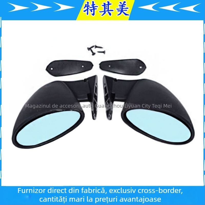 Oglindă retrovizoare universală pentru mașină cu curbă dublă, model AA, oglindă cromată, carcasă ABS