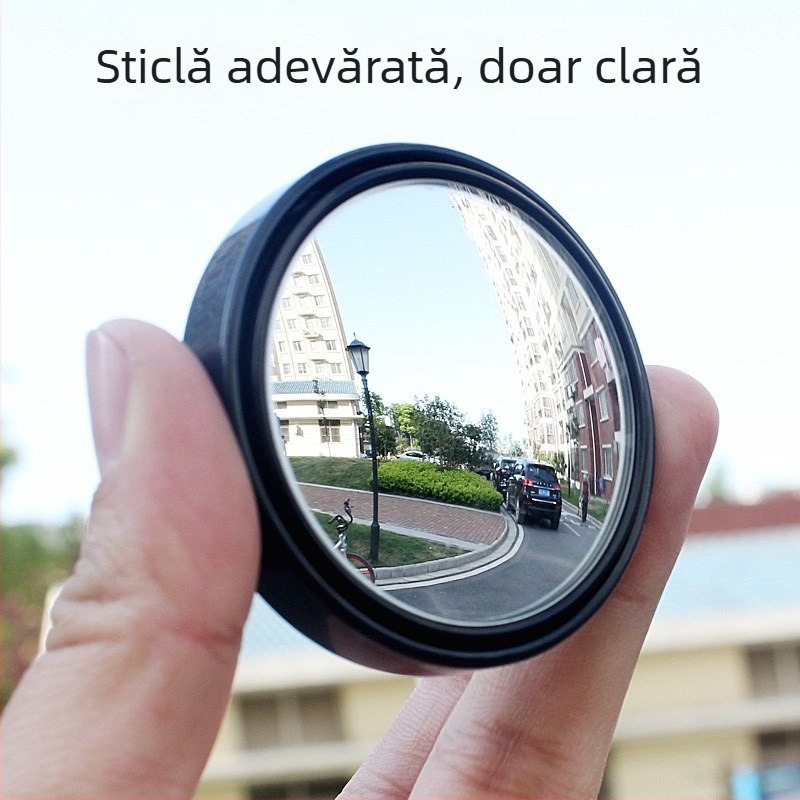 Oglindă retrovizoare, convexă sferică, reglabilă la 360°, compatibilă universală