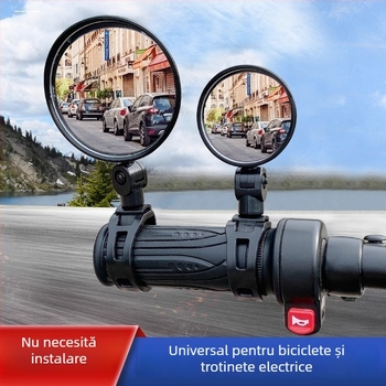 oglindă retrovizoare reglabilă pentru biciclete electrice universale, oglindă din sticlă convexă, capac din plastic, oglindă sferică