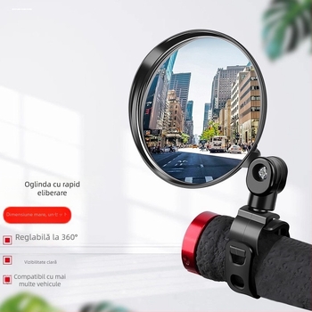 oglindă retrovizoare reglabilă pentru biciclete electrice universale, oglindă din sticlă convexă, capac din plastic, oglindă sferică