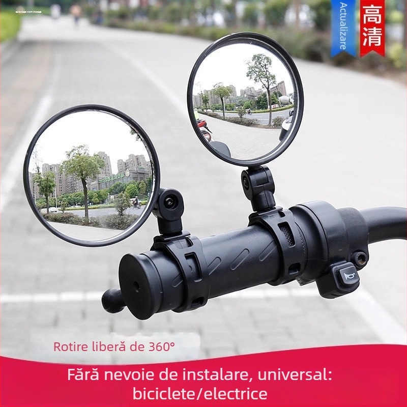 oglindă retrovizoare reglabilă pentru biciclete electrice universale, oglindă din sticlă convexă, capac din plastic, oglindă sferică