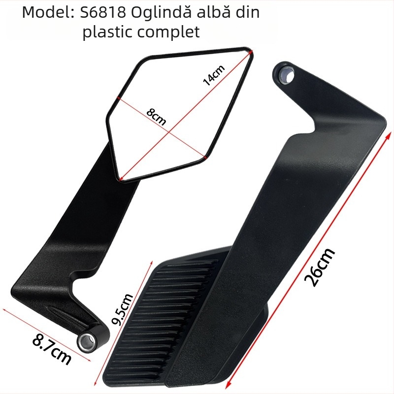 Oglindă retrovizoare motocicletă HUOTAI, carcasă ABS, model S6818, reflector universal