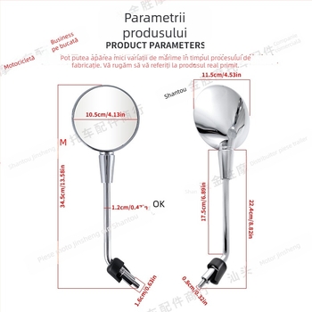 Oglindă retrovizoare pentru motocicleta Vespa 150/300, aliaj de aluminiu, rotundă, oglindă convexă, HSJ-20145, Montaj: dinți frontali și dinți spate