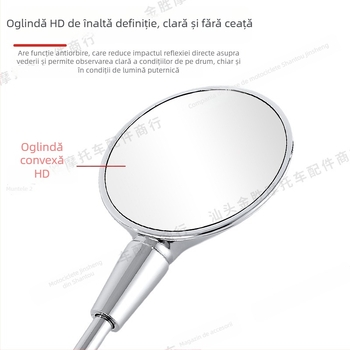 Oglindă retrovizoare pentru motocicleta Vespa 150/300, aliaj de aluminiu, rotundă, oglindă convexă, HSJ-20145, Montaj: dinți frontali și dinți spate