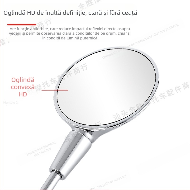 Oglindă retrovizoare pentru motocicleta Vespa 150/300, aliaj de aluminiu, rotundă, oglindă convexă, HSJ-20145, Montaj: dinți frontali și dinți spate