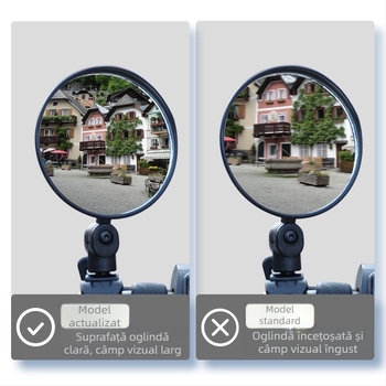 Oglindă retrovizoare pentru bicicletă, reglabilă, oglindă sferică din sticlă, universală pentru biciclete electrice.