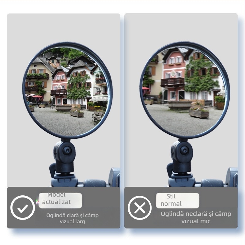 Oglindă retrovizoare pentru bicicletă, reglabilă, oglindă sferică din sticlă, universală pentru biciclete electrice.