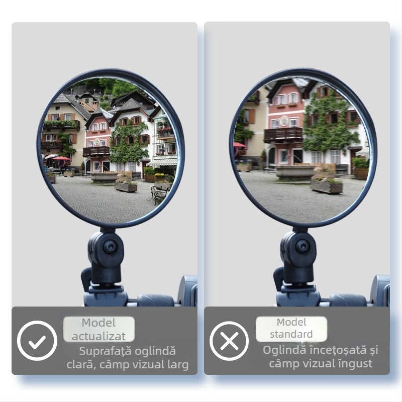 Oglindă retrovizoare pentru bicicletă, reglabilă, oglindă sferică din sticlă, universală pentru biciclete electrice.