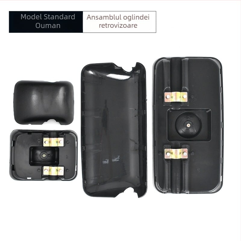 Ansamblu oglindă retrovizoare Auman – oglindă cu două curbe sau plată, sticlă, capac din plastic dur; Compatibil cu Auman, Howo, Shaanxi Automobile, Beiben Hongyan