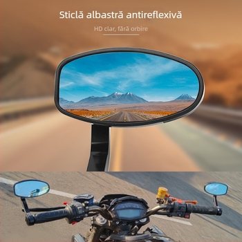 Oglindă retrovizoare pentru motocicletă, formă ovală, aliaj de aluminiu CNC, potrivită pentru ghidon de 22 mm, modelul 392