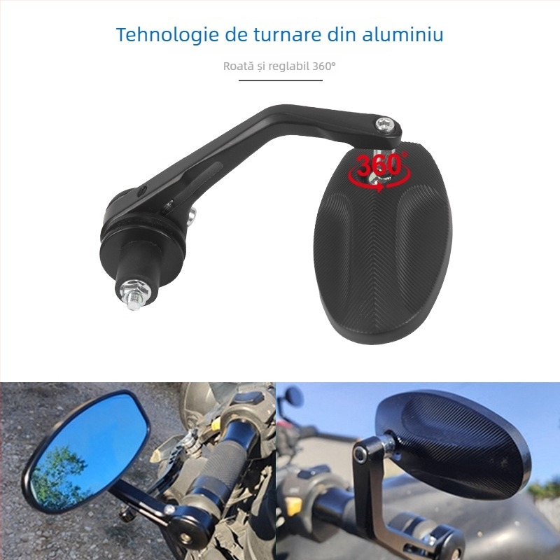Oglindă retrovizoare pentru motocicletă, formă ovală, aliaj de aluminiu CNC, potrivită pentru ghidon de 22 mm, modelul 392