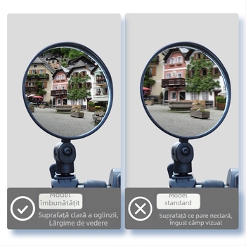 Oglindă retrovizoare pentru bicicletă, reglabilă; oglindă sferică din sticlă; capac din plastic; piesa 001; compatibil cu biciclete electrice universale.