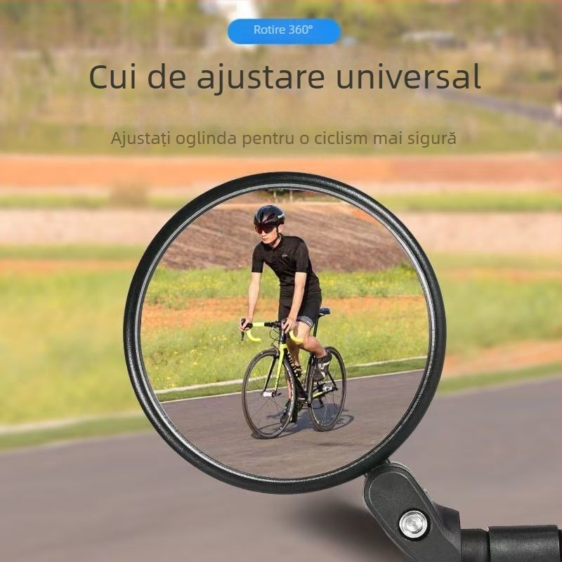 Oglindă retrovizoare pentru bicicletă, reglabilă; oglindă sferică din sticlă; capac din plastic; piesa 001; compatibil cu biciclete electrice universale.