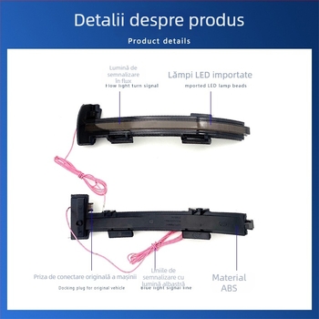 Oglindă retrovizoare pentru seria Volkswagen cu semnal de viraj LED în flux, carcasă ABS+LED, 12V, 5W