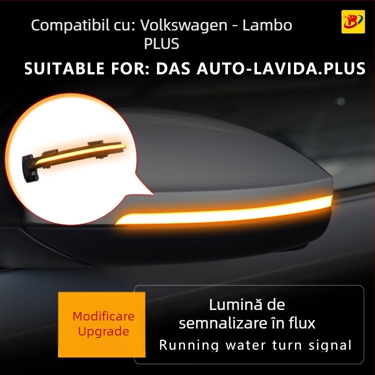 Oglindă retrovizoare pentru seria Volkswagen cu semnal de viraj LED în flux, carcasă ABS+LED, 12V, 5W