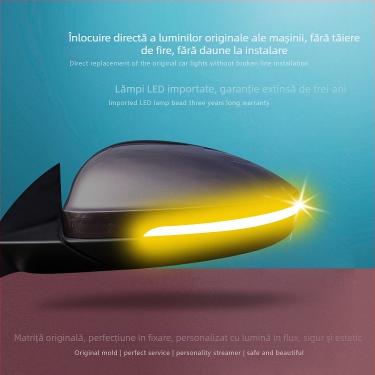 Oglindă retrovizoare pentru seria Volkswagen cu semnal de viraj LED în flux, carcasă ABS+LED, 12V, 5W