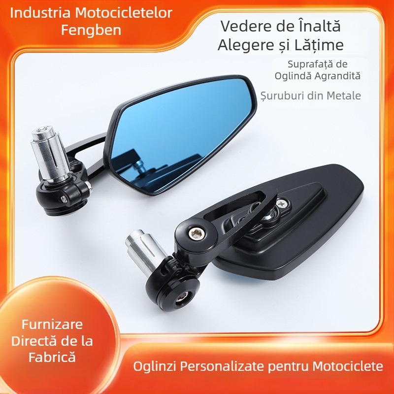 Oglindă retrovizoare pentru motociclete și vehicule electrice, aliaj de aluminiu, oglindă pătrată, model HSJ, marcă Yao, potrivită pentru deplasări zilnice