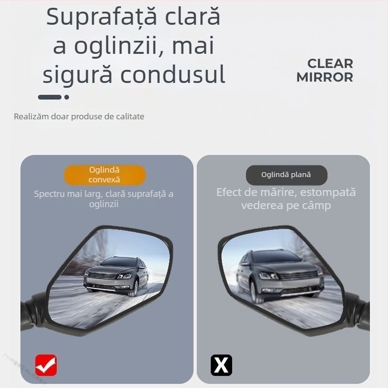 Oglindă retrovizoare pentru vehicul electric, montaj cu eliberare rapidă; suprafață reflectorizantă din aluminiu; compatibilă cu 1 model
