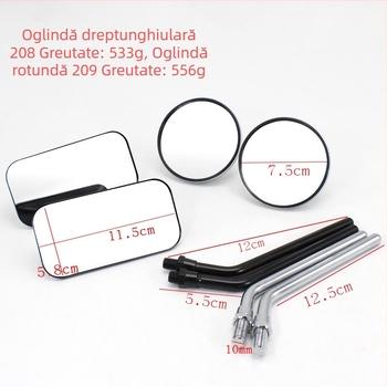 Oglindă retrovizoare pentru motocicletă | oglindă cu curbă dublă, corp metalic și capac metalic, brand Fire