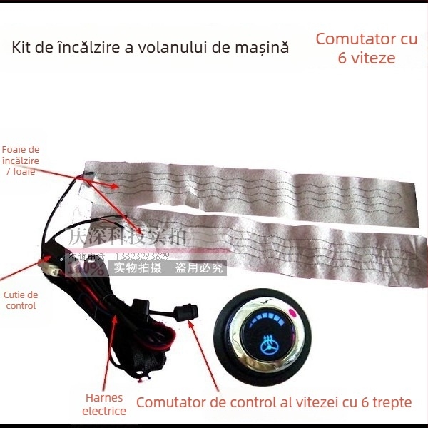 Kit de încălzire a volanului pentru mașină – oglindă cromată