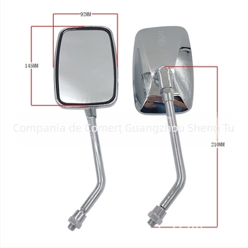 Oglindă retrovizoare pentru motocicletă, pătrată, cu tijă din oțel și carcasă din plastic, compatibilă cu motocicletele