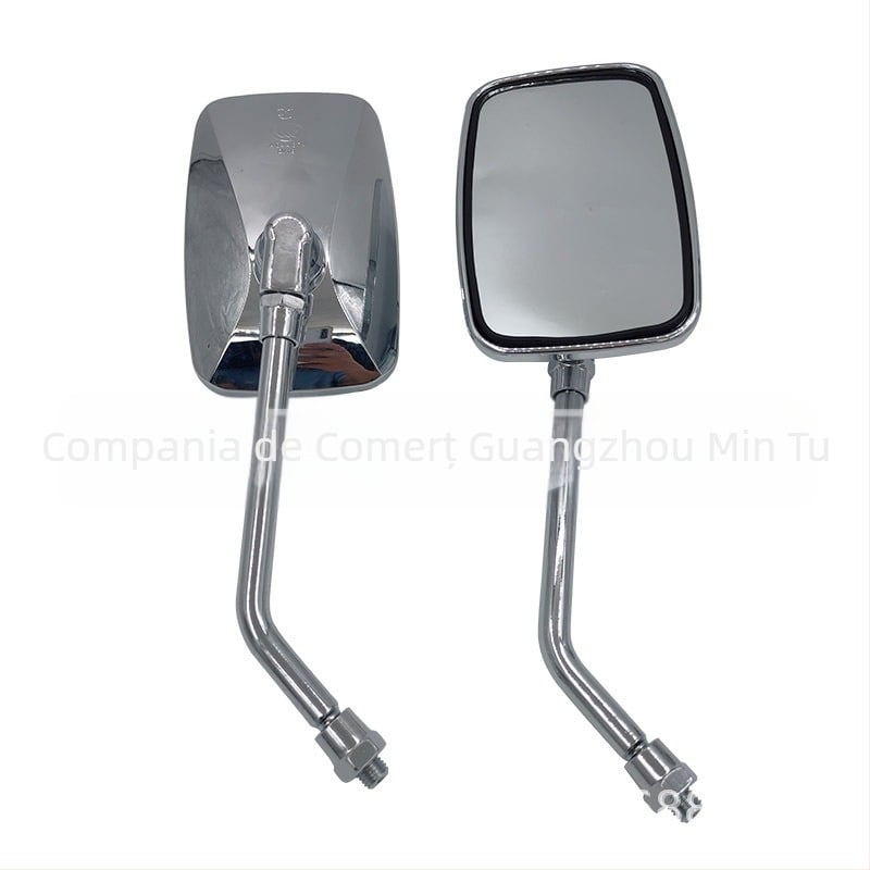 Oglindă retrovizoare pentru motocicletă, pătrată, cu tijă din oțel și carcasă din plastic, compatibilă cu motocicletele
