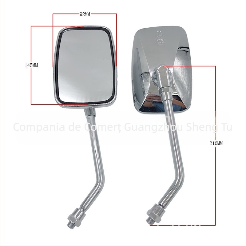 Oglindă retrovizoare pentru motocicletă, pătrată, cu tijă din oțel și carcasă din plastic, compatibilă cu motocicletele