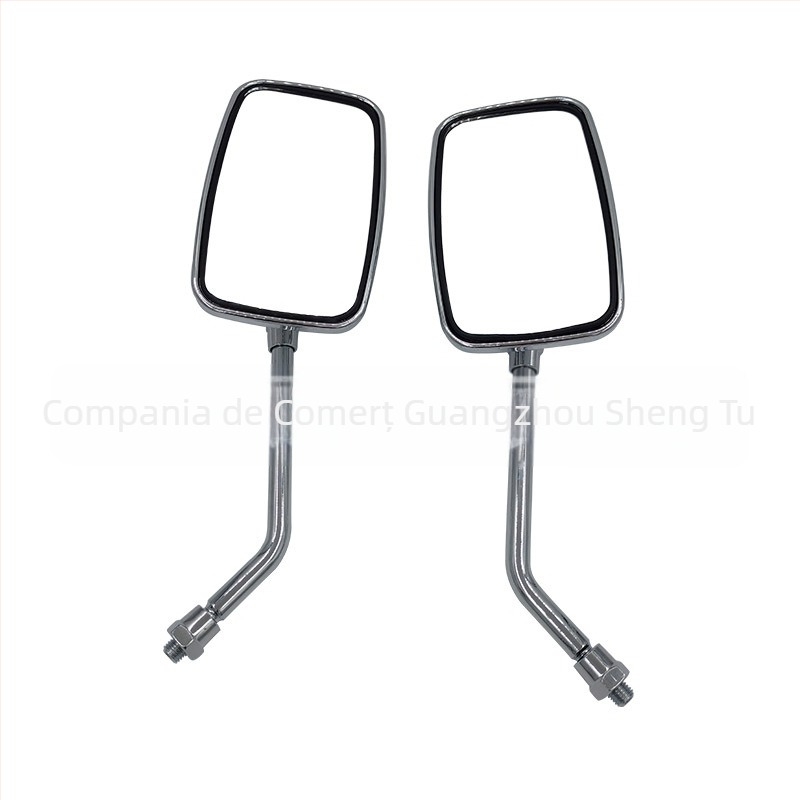 Oglindă retrovizoare pentru motocicletă, pătrată, cu tijă din oțel și carcasă din plastic, compatibilă cu motocicletele