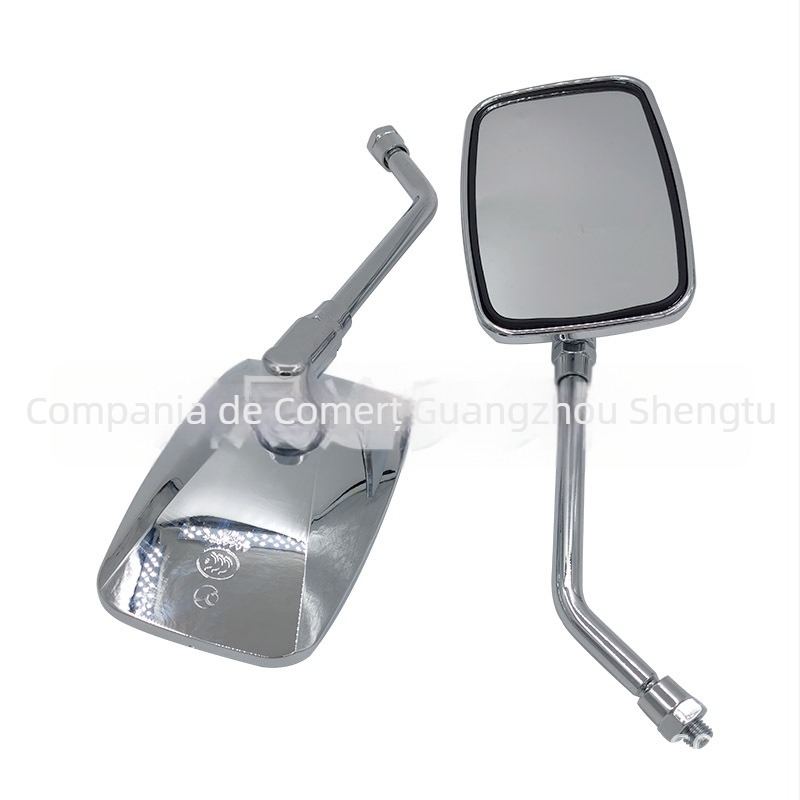 Oglindă retrovizoare pentru motocicletă, pătrată, cu tijă din oțel și carcasă din plastic, compatibilă cu motocicletele
