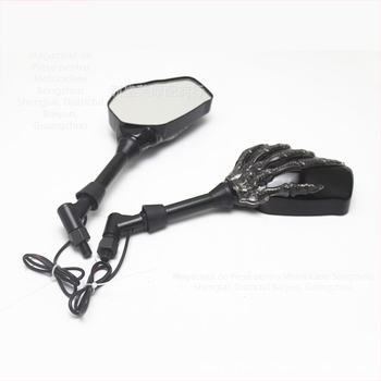 SLGJMP 1099 Oglindă retrovizoare LED Ghost Claw pentru motociclete și scutere – 12V, sticlă, oglindă plată