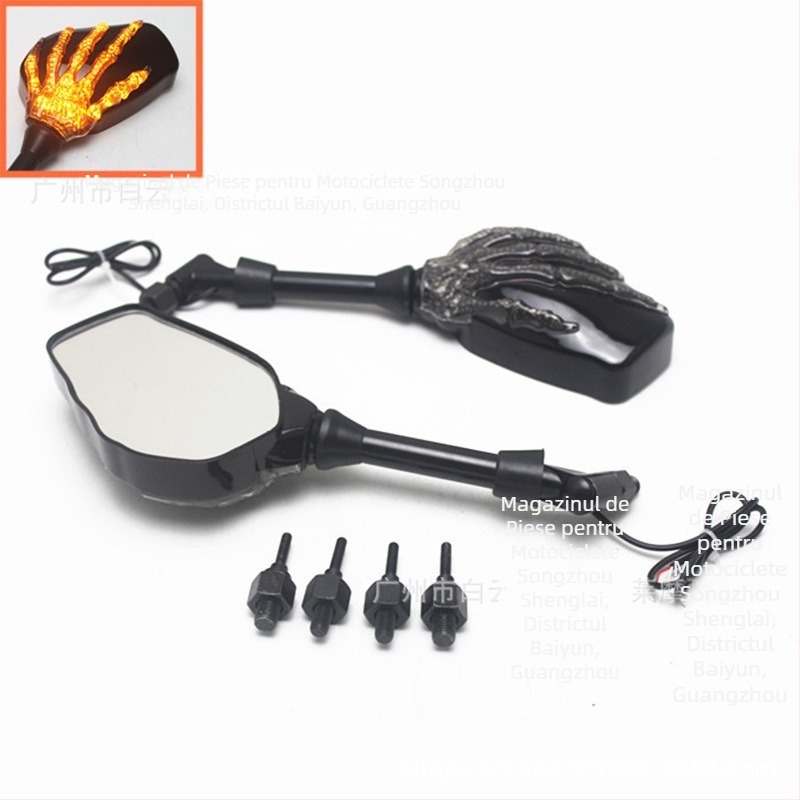 SLGJMP 1099 Oglindă retrovizoare LED Ghost Claw pentru motociclete și scutere – 12V, sticlă, oglindă plată