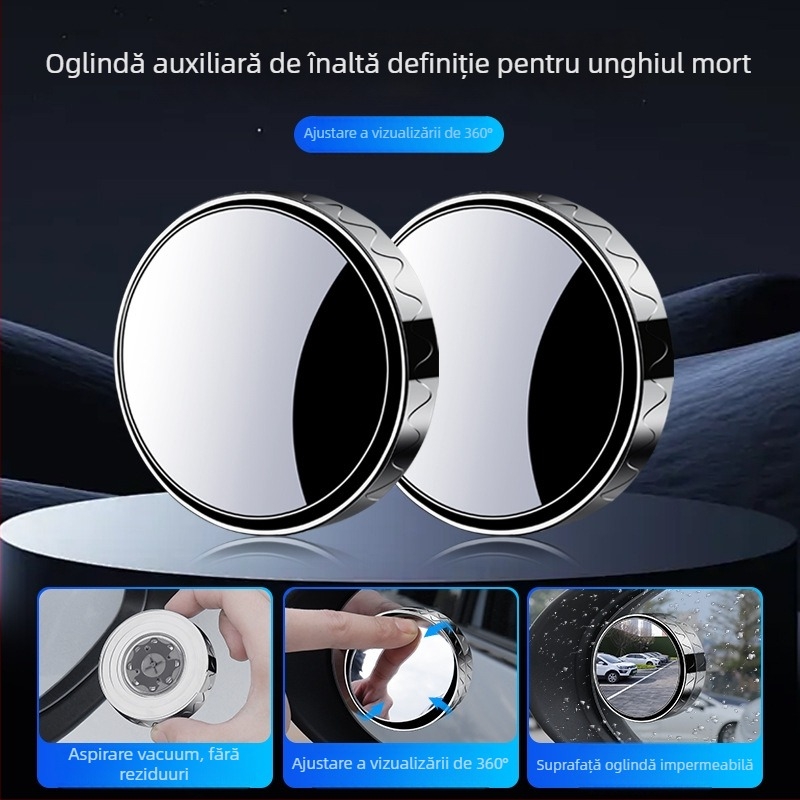 Oglindă suplimentară de marșarier pentru automobile, mică și rotundă, oglindă sferică, model XD01, oglindă din sticlă, capac din plastic, compatibil cu modelele generale