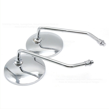 FR-079 Oglindă retrovizoare pentru motocicletă – oglindă plată, sticlă, capac metalic; Compatibil cu Kawasaki, Suzuki, Honda