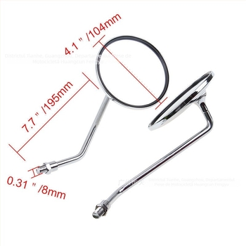 FR-079 Oglindă retrovizoare pentru motocicletă – oglindă plată, sticlă, capac metalic; Compatibil cu Kawasaki, Suzuki, Honda