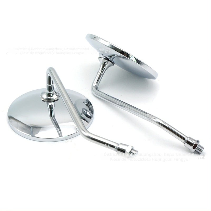 FR-079 Oglindă retrovizoare pentru motocicletă – oglindă plată, sticlă, capac metalic; Compatibil cu Kawasaki, Suzuki, Honda