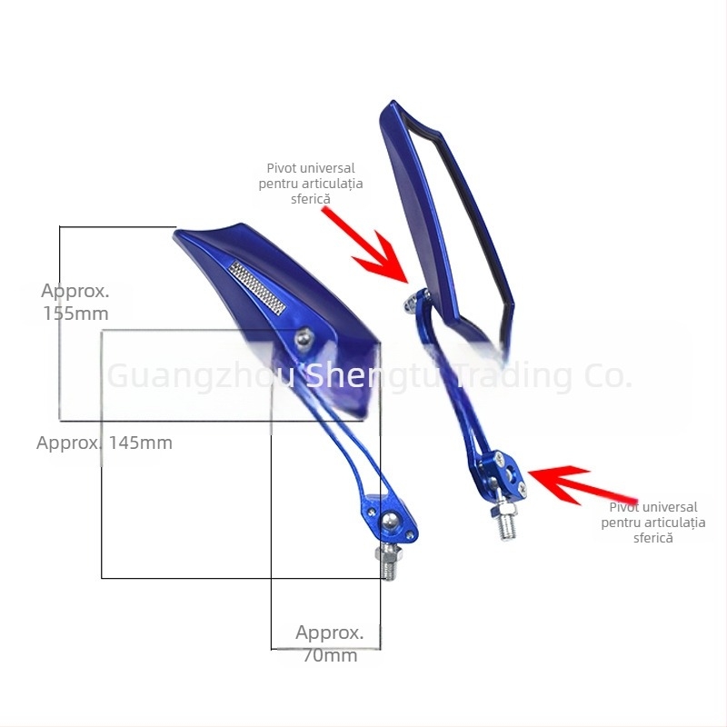 oglindă retro-fit Diamond pentru motocicletă și mașină electrică (oglindă plană; suprafață din sticlă; capac din plastic; fără alimentare)