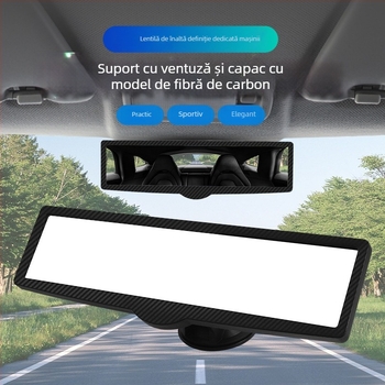 Oglindă retrovizoare interioară, model CZC-255, ABS + compozit de fibră de carbon, reglaj 360°, montaj cu ventuză