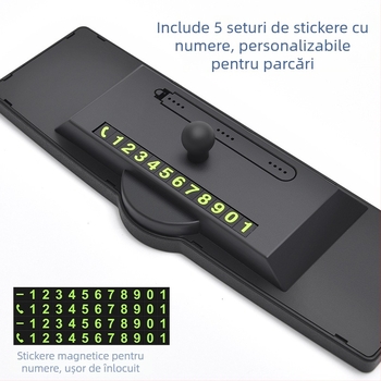 Oglindă retrovizoare interioară, model CZC-255, ABS + compozit de fibră de carbon, reglaj 360°, montaj cu ventuză