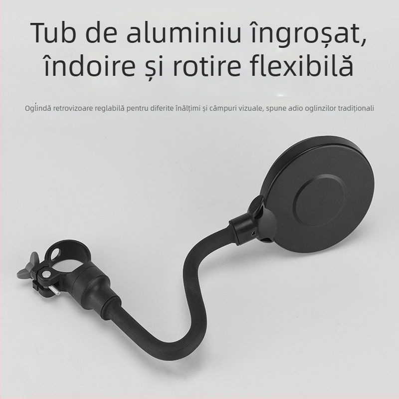 Oglindă retrovizoare pentru bicicletă - eliberare rapidă, tijă lungă universală, furtun reglabil, oglindă plană.
