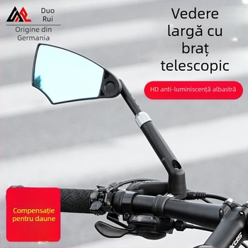 Oglindă retroviziune pentru bicicletă cu reflector de drum, din PA/PP/aliaj de aluminiu, greutate 210 g, potrivită pentru țevi ale ghidonului cu diametrul 2.1–2.3 cm